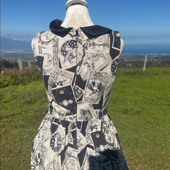 ModCloth Black Printed Whimsical Swing Sleeveless Goth Whimsigoth Dress Small - Picture 8 of 11